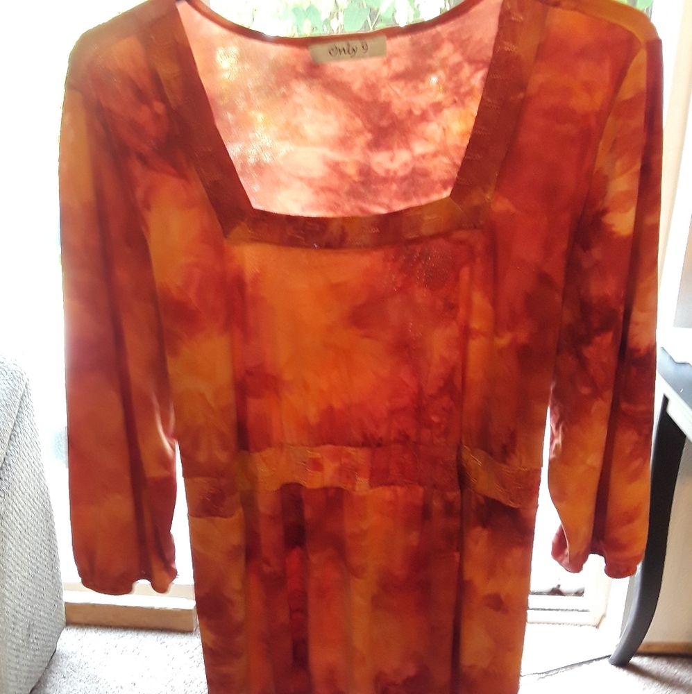 Only 9 Orange Tie-Dye Empire Tie Waist Top 2X
